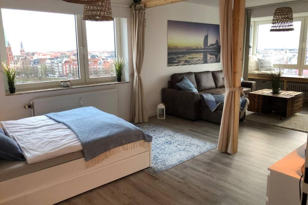 Yachtpanorama Weser Und Yachthafenblick 1 Zi 7Og Bremerhaven Esterno foto